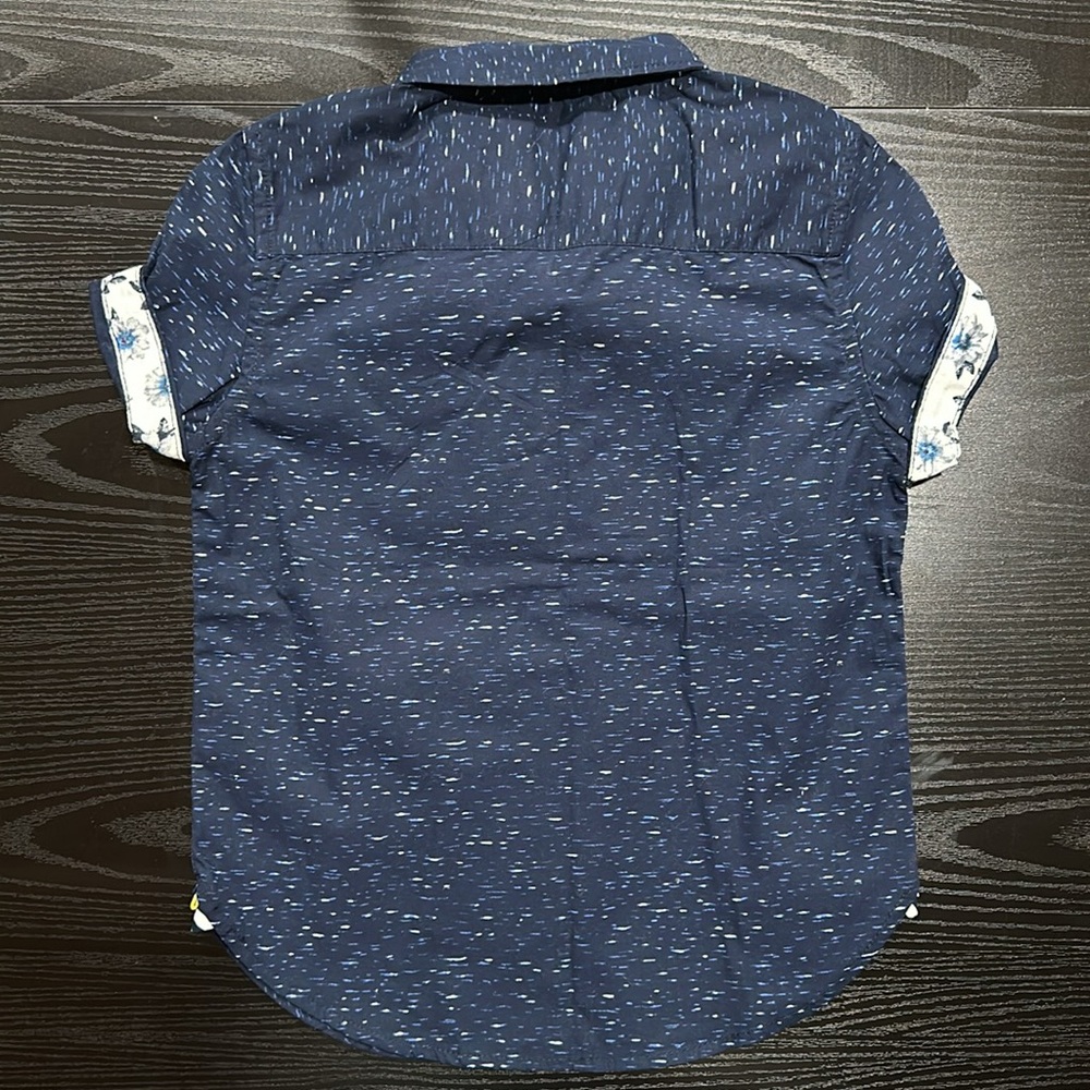 NWT Boys Denim & Flower Polo Button Up - Picture 2 of 7